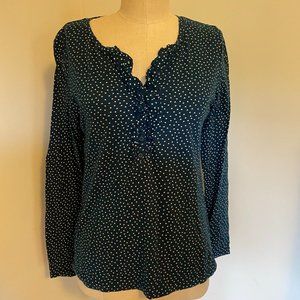 Ann Taylor Loft 3/4 Button Polka Dot Blouse